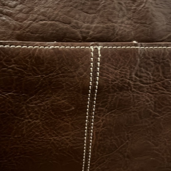 COLE HAAN Dark Brown Genuine Leather Front Flap Underarm Portfolio Briefcase - Picture 14 of 16